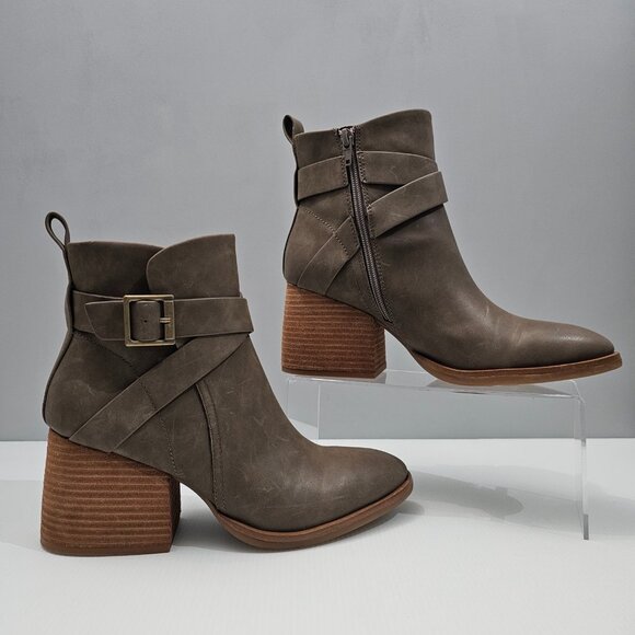 NEW Korks Kork Ease Shyla Ankle Boot Womens Size 9 Taupe Block Heel Buckle Strap - Picture 3 of 14